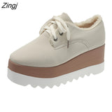 kamames New Autumn Winter Women Plus Velvet Thick Warm Cotton Shoes Female Snow Boots Casual Increase Platform Thick Sole Sneakers