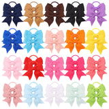 20Pcs/lot Grosgrain Ribbon Bowknots Elastic Hair Bands For Cute Girls Colorful Hair Ropes Ties Headwear Kids Hair Accessories