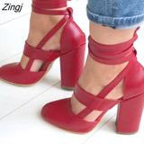 kamames kamames Women Pumps Plus Size 35-43 Women Heels Chaussures Femme Gladiator Summer High Heels For Party Wedding Shoes Women Thick Heels 1215-1