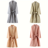 1pc Unisex Double Layer Cotton Gauze Bathrobe, Quick-Dry Absorbent Robe For Spring/Autumn, Modern Homewear Sleepwear, Couples Loungewear