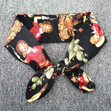kamames Turban Girls Cartoon Print Headband Womens Multi Use Adjustable Hair Band with Metal Wire Scarf Cross Bow Hair Accessories