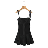 Zingj New Pleated Hem Slim Mini Suspender Dress