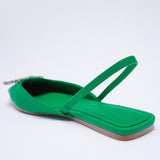 kamames ZAR 2022 Summer New Green Single Shoes Women Fashion Pointed Toe Flat Rhinestone Muller Sandals And Slippers Woman Shoes Luxury