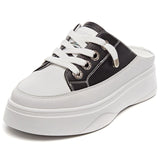 kamames Summer Women Shoes flat sneakers women casual shoes low upper lace up platform woman white shoes
