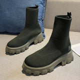 kamames 2022 spring New Couple Socks Shoes Women Thick-soled Casual Large Size Net Red Knitted Short Boots Women platform boots