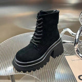 kamames Brand Women High Heels Suede Chelsea Ankle Boots 2022 New Designer Wedges Sport Casual Shoes Ladies Zipper Snow Botas
