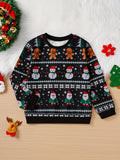 Boy's Long Sleeve Crew Neck Christmas Snowman Santa Claus Knit Pullover Sweater for Autumn Winter Outdoor Casual Activities