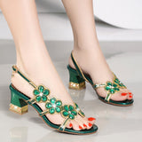 kamames Women's Sandals 2024 New High-Heeled White Crystal Wedding Shoes With Diamond Cheongsam Open Toe Bohemiaro Size Shoes