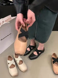 kamames Low-Heeled Square-Headed Ballet Shoes 2024 New Summer Vintage Mary Jane Spring And Autumn Flat Soles