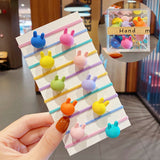 10PCS/Box Packed Girls Cute Colorful Ball Heart Rabbit Scrunchie Kids Ponytail Holder Elastic Hair Band Fashion Hair Accessories