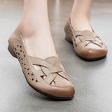 kamames kamames Soft Leather Mother Shoes Hollow Out Women's Casual Single Shoes Beef Tendon Soft Sole Comfortable Old Man Sandals Wenzhou Women's Shoes