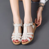 GKTINOO New Summer Classic Genuine Leather Wedges Sandals Women Gladiator Sandals Female Platform Shoes Sandalias Mujer