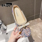 kamames Pearl Slippers 2022 New Summer Women Soft Bottom Slippers Girls Bling Half Covered Slides Muller Shoes Flip-flops 35-40