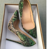kamames snake pattern woman shoes girls sexy high heels printed multi colors stilettos 12cm wedding shoes YG032 ROVICIYA