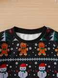 Boy's Long Sleeve Crew Neck Christmas Snowman Santa Claus Knit Pullover Sweater for Autumn Winter Outdoor Casual Activities