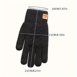 Simple Twist Knit Gloves Thickened Soft Velvet Lined Warm Touchscreen Gloves Autumn Winter Solid Color Coldproof Split Finger Gloves