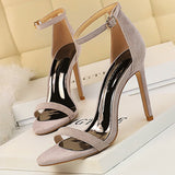 BIGTREE Shoes Super High Heels Suede Women Heels Open Toe Woman Pumps Sexy Party Shoes Stiletto Heels Summer Women Sandals 2022