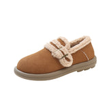 kamames kamames Cotton Shoes Women 2023 Winter New Casual Round Head Warm Flat Shoes One Foot Pedal Plus Velvet Loafers