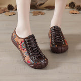 kamames Mother Shoe Hole Hole Front Tie Baotou Deep Mouth Women's Shoes Leather Soft Sole With Wear-Resistant Soft Sole Fashion