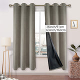 2 Panels Luxurious Blackout Faux Linen Imitation Textured Curtains - Panels with Insulating Polyester Coating, Grommet Top, and Room Darkening Function for Bedroom, Living Room, Home Decoration and Energy Efficiency