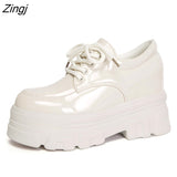 kamames Autumn Women Platform Sneakers Chunky Ulzzang Fashion Ladies Casual Shoes Woman Leather Tenis Female White Black 6cm High