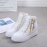 kamames Spring And Autumn New Style Women's Shoes Round Head, Thick Soles, High Uppers, Lace-Up Casual Sports Shoes