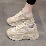 kamames kamames Autumn And Winter New Leather Face Round Head Shoes Girls Retro Thick Platform Sports Single Shoes Wheat Ear Casual Dad Shoes Women