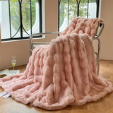 1pc Luxurious Faux Rabbit Fur Blanket - Soft, Warm, and Cozy for All Seasons - Perfect for Bedroom, Office, Camping, Travel, and Home Decoration