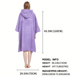 1pc Soft & Absorbent Microfiber Beach Wrap Towel - Long Sleeve Wearable Hooded Robe with Pocket, Quick-Dry Changing Robe for Swimming, Water Park, Beach, Sauna, Spa, and Outdoor Activities - Perfect for Women