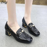 kamames New Shoes Women Heels Leather Sandals Summer Heel Pearl Sandals Heel Leather Femme High Heels Mary Jane Shoes