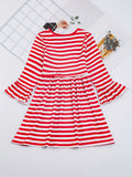 1pcs (Not 2pcs, Please Purchase Boy's Or Girl's Clothing Separately) Sister And Brother Matching Striped Dress Or Shirt, Christmas Reindeer Print Clothes For Vacation Family Activities