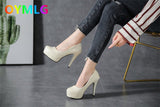 kamames high heels women stiletto princess waterproof platform nightclub super high heel single shoes black women's shoes