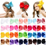 6 Inch Big Grosgrain Ribbon Solid Hair Bows With Clips Girls Kids Hair Clips Headwear Boutique Hair Accessories