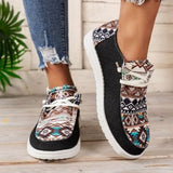 kamames Spring New Laced Canvas Loafers, Women's Shoes, Flat-Soled Casual Shoes, Ladies' Cloth Shoes, Mother's Shoes.