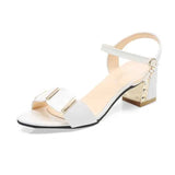 Sandals  Open Toe Women Chunky Heels Casual Womens Black White All-match Female Pumps Fashion Buckle Shoes H2403285QIS