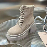 kamames Brand Women High Heels Suede Chelsea Ankle Boots 2022 New Designer Wedges Sport Casual Shoes Ladies Zipper Snow Botas