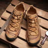 kamames kamames New Velvet Men's Shoes, High-Top Outdoor Men's Casual Shoes, Large Size Fine Belt Leather Shoes, Handmade Father Shoes