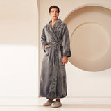 Ultra-Soft, Quick-Dry Flannel Bathrobe for Couples - Extra Long & Thick, Absorbent, Loose Fit with Pockets - Perfect for Home, Spa, and Hotel Use