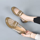 kamames kamames Head Net Single Shoes Women's 2024 Spring New Metal Buckle Flat-Soled Love Shoes With One Foot In Cow Lacquer Leather