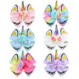 1piece High Quality Bow With Cute Ear Design Hair Clip Ribbon Bow With Unicorn Horn Hair Accessories 885