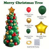 82pcs Christmas Balloon Garland Kit - Festive Red, Green & Golden Star-Shaped Latex Balloons for Holiday Decorations, Perfect for Birthday & Party Supplies