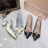 kamames High-Heeled Sandals Buckle, Bow Tie Buckle, Summer New High-Heeled Shoes, Shallow Mouth And Large Size Sandals