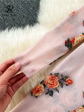 Zingj Autumn Sexy Long Dress Fashion O Neck Long Sleeves Slim Korean Mesh Sheer Floral Print Maxi Dress