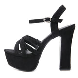 kamames kamames Show High Heels Female Waterproof Platform Buckle Thick Heel Hate Sky High Sandal Model Training Performance Shoes