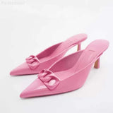kamames ZARZ Summer Sandals Women 2022 Luxury Brand New Cross Leather Fashion Square Toe High Heel Muller Sandals Slippers Woman Shoes