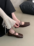 kamames Style Dress, Shallow Mouth, Vintage Leather Shoes, Women's 2024 New Spring And Autumn Flat-Soled Mary Jane Shoes