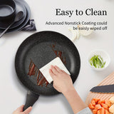 PFOA-Free Granite Stone Non-Stick Frying Pans: 9.5", 10.2", 11" Compatible with All Stoves and Induction Cooktops