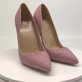 kamames 12cm high heels sexy knit fashion pointer toe sexy shallow women wedding party evening shoes BM014 ROVICIYA