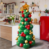 82pcs Christmas Balloon Garland Kit - Festive Red, Green & Golden Star-Shaped Latex Balloons for Holiday Decorations, Perfect for Birthday & Party Supplies