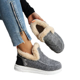 kamames kamames New Thick Bottom Snow Boots Women Add Velvet And Thick Hair Warm Large Size Sewing Bag Women's Cotton Shoes